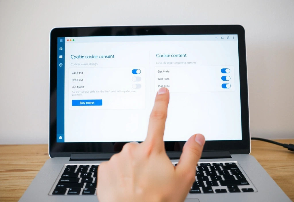 Person passt Cookie-Einstellungen auf einem Bildschirm an